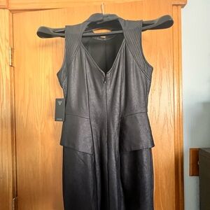 Guess Black Leather Sleeveless Dress